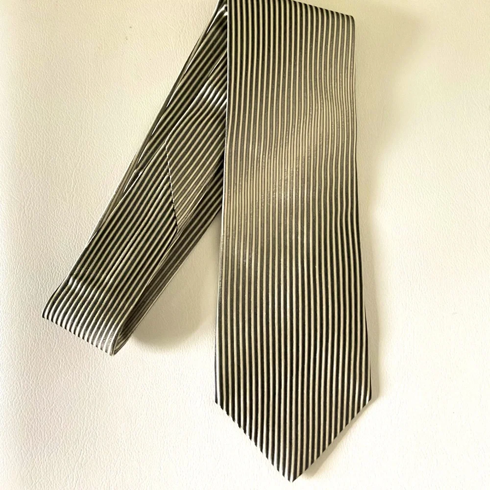 Murano Italia 100% Silk Tie Gold, Black Striped